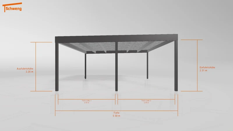 #DE Schweng Flachdachcarport C600 (ID ygj497)