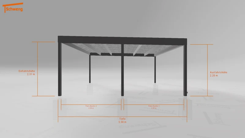 #DE Schweng Flachdachcarport C600 (ID ygj497)