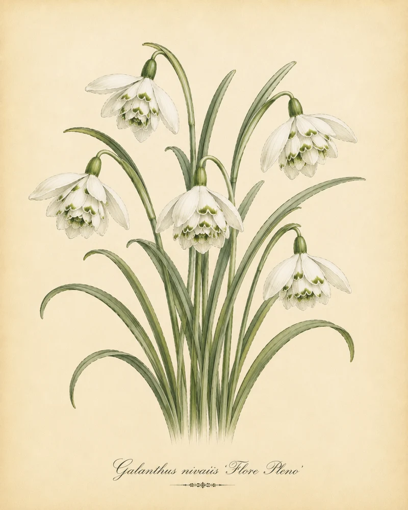 Galanthus nivalis 'Flore Pleno' - Gefülltes Schneeglöckchen