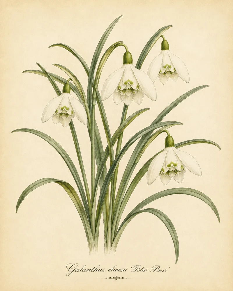 Galanthus elwesii 'Polar Bear' - Elwes-Schneeglöckchen