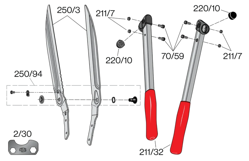 FELCO 250-63 Heckenschere mit 250-mm-Klingen