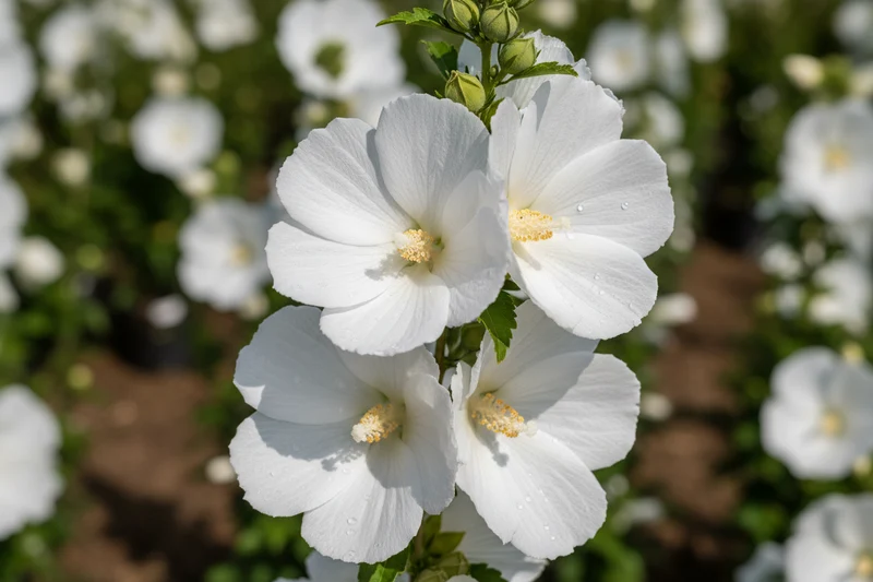 Säulen-Garteneibisch 'Flower Tower White'® / Hibiscus syriacus 'Flower Tower White'®