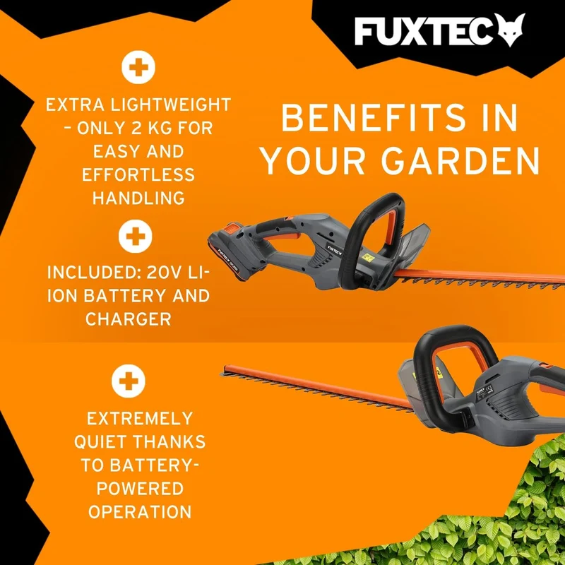 FUXTEC Cordless Hedge Trimmer FX-HT20 SET – 52cm Blade Length