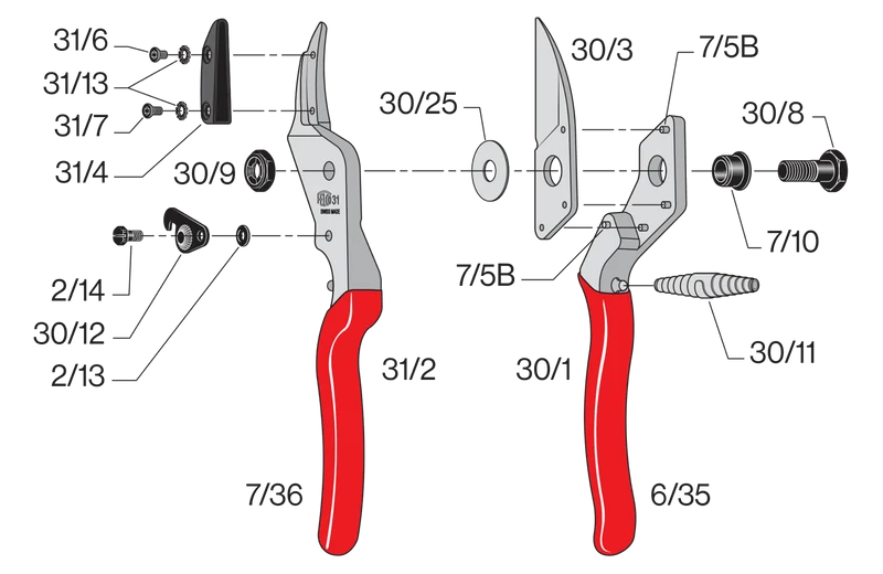 FELCO 31 Amboss-Gartenschere für große Hände