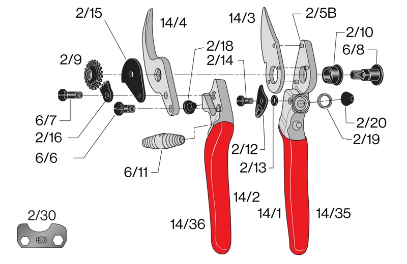 FELCO 14 Bypass-Gartenschere für kleine Hände