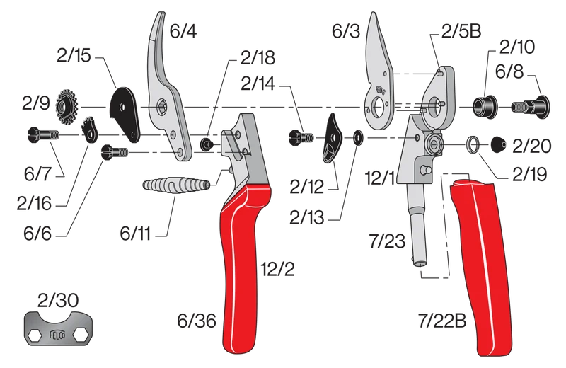 FELCO 12 Rollgriff-Gartenschere für mittlere Hände