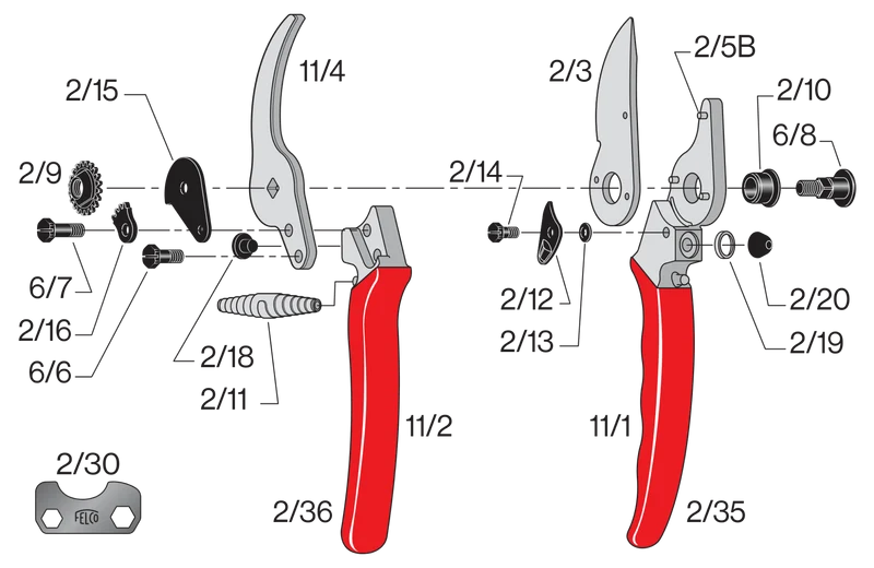 FELCO 11 Bypass-Gartenschere für große Hände