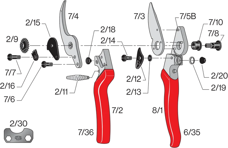 FELCO 8 Bypass-Gartenschere für große Hände