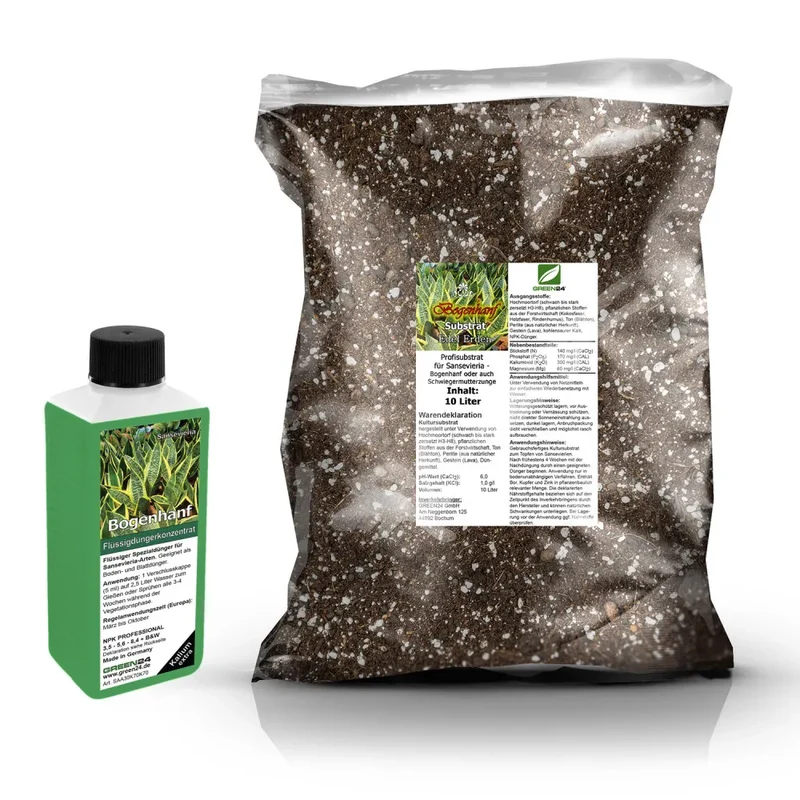Bogenhanf-Umtopfset · 10 l Erde + 250 ml Dünger
