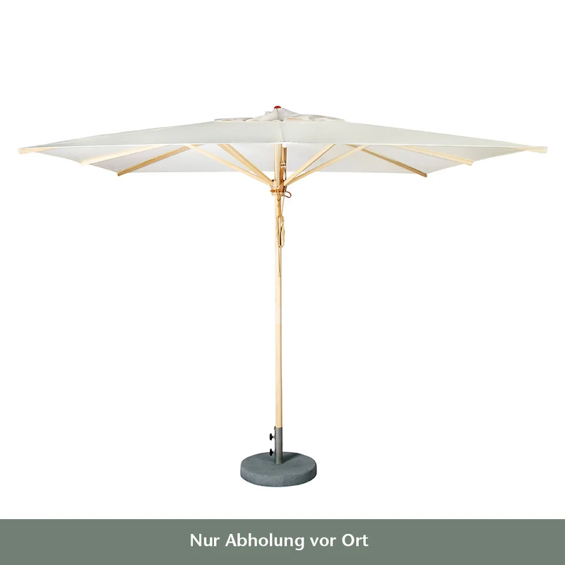 Weishäupl | Quadratischer Acryltuch Sonnenschirm 'Klassiker Natur' mit Flaschenzug 300 x 300 cm