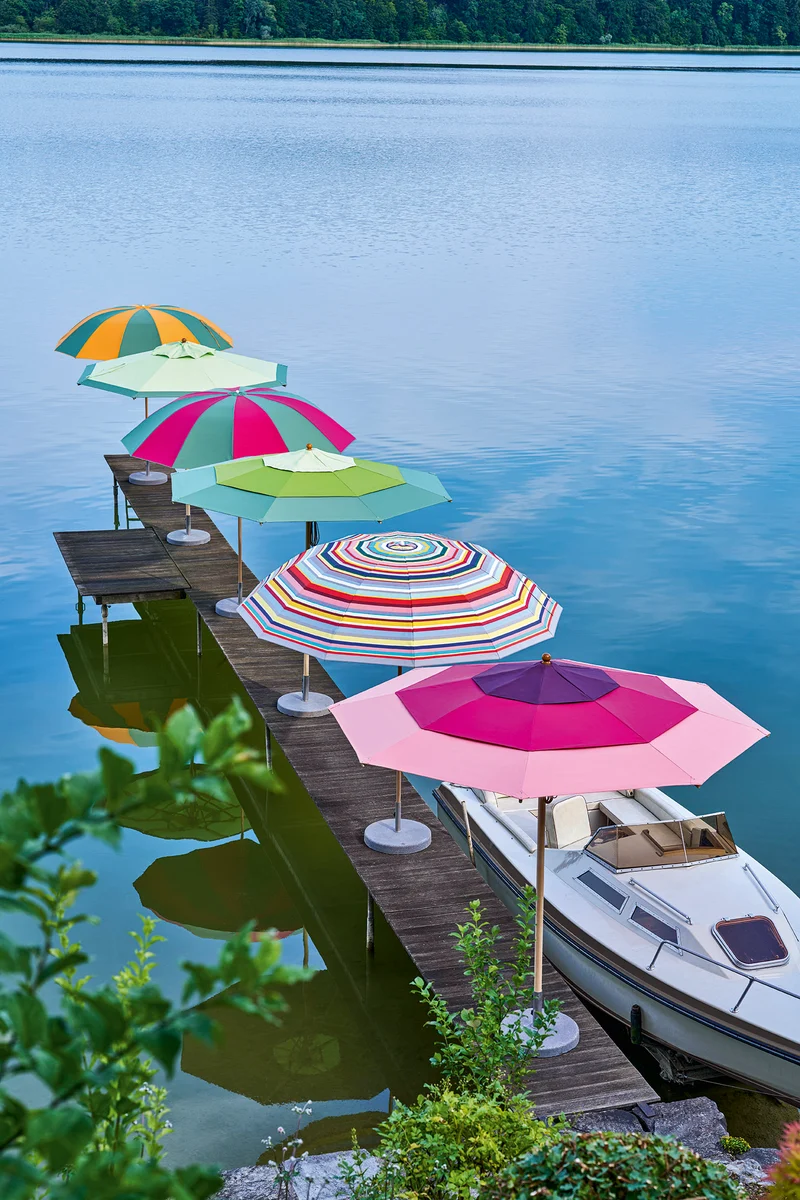 Weishäupl | Acryltuch Sonnenschirm 'Klassiker Multicolor' mit Flaschenzug & Knick Ø 250 cm