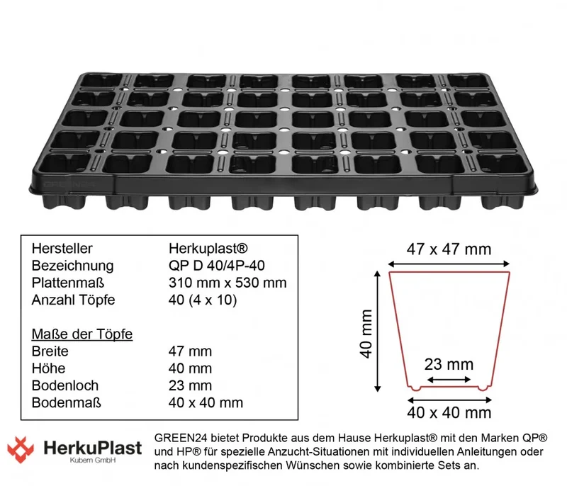 40 Steinwollewürfel mit G24-Platte – QP D 40/4P-40