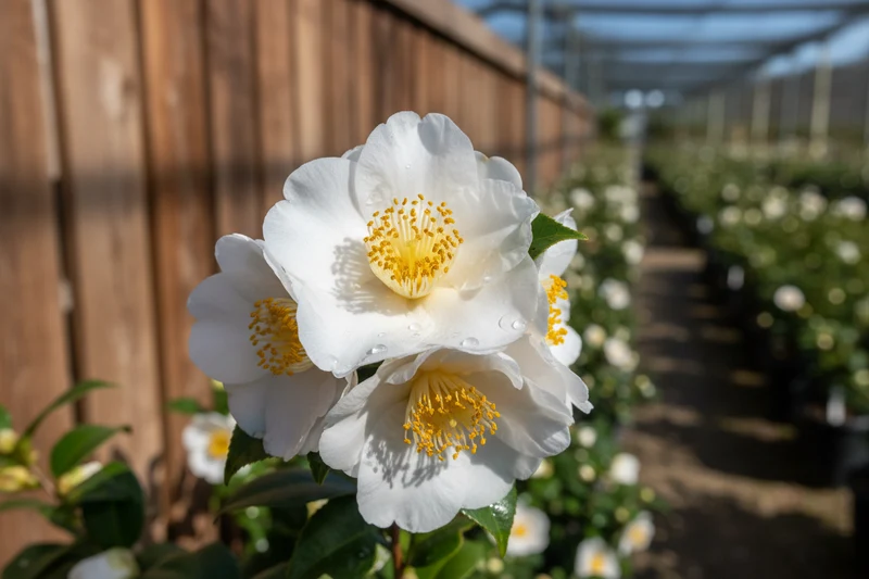 Kamelie 'Hinode de Gumo' / Camellia sasanqua 'Hino De Gumo'