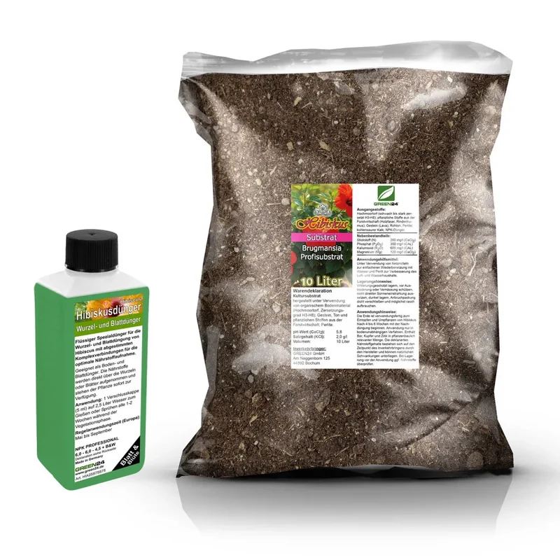 Hibiskus-Umtopfset · 10 l Erde + 250 ml Dünger