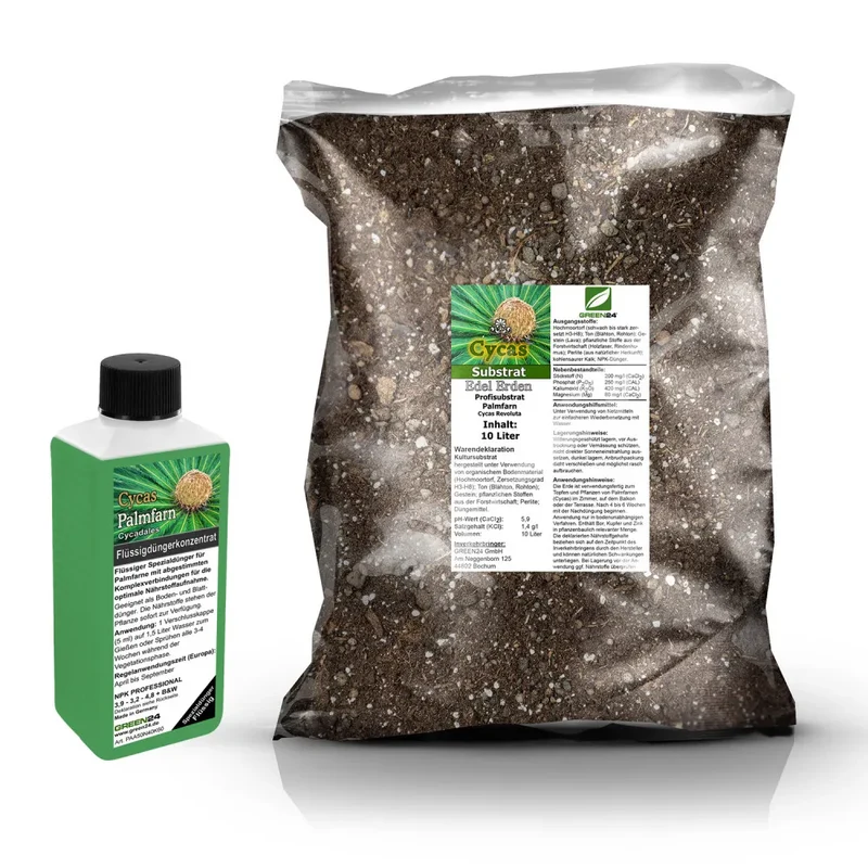 Palmfarn-Umtopfset · 10 l Erde + 250 ml Dünger