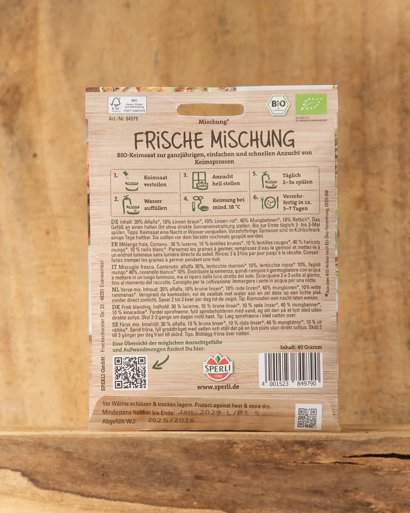 Sperli's | Bio Keimsprossen Saatgut 'Frische Mischung'