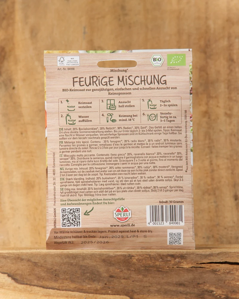 Sperli's | Bio Keimsprossen Saatgut 'Feurige Mischung'