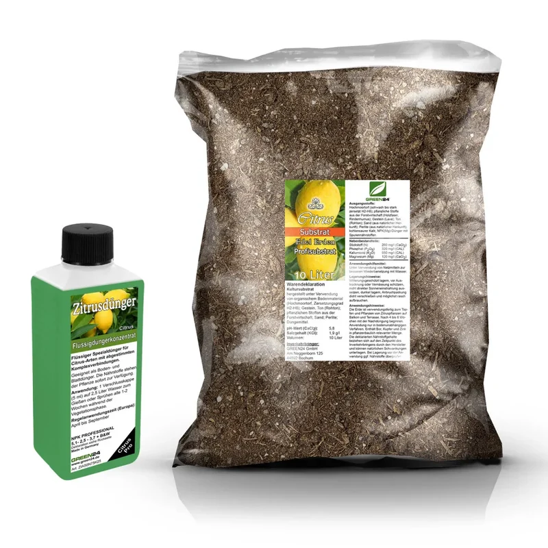 Zitrus-Umtopfset · 10 l Erde + 250 ml Dünger