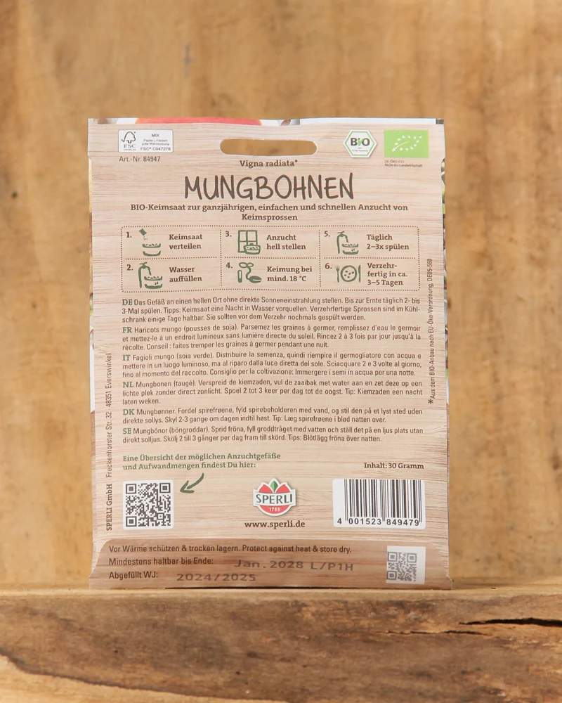 Sperli's | Bio Keimsprossen Saatgut 'Mungbohnen'