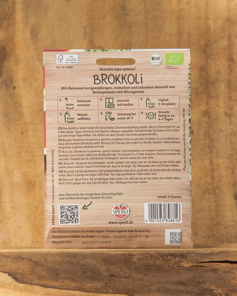 Sperli's | Bio Keimsprossen Saatgut 'Brokkoli'