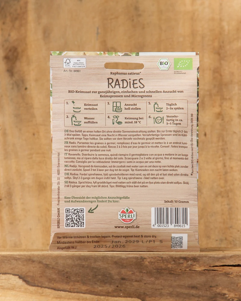 Sperli's | Bio Keimsprossen Saat 'Radies'