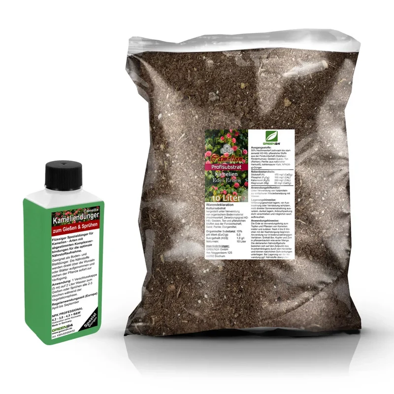 Kamelien-Umtopfset · 10 l Erde + 250 ml Dünger