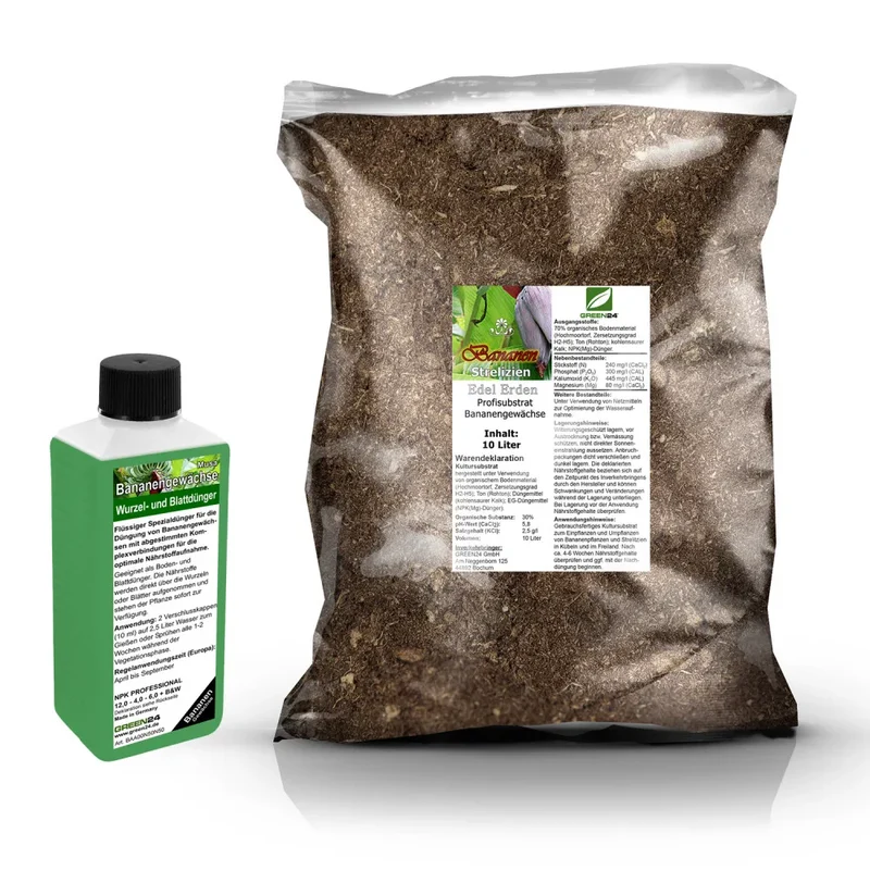 Bananen-Umtopfset · 10 l Erde + 250 ml Dünger