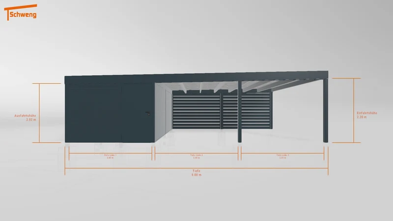 #DE Schweng Flachdachcarport C600+ (ID 33jzpq)