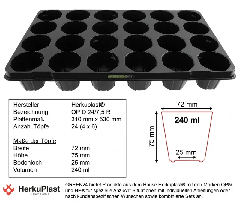 Premium-Anzuchtplatte mit 24 Zellen – G24
