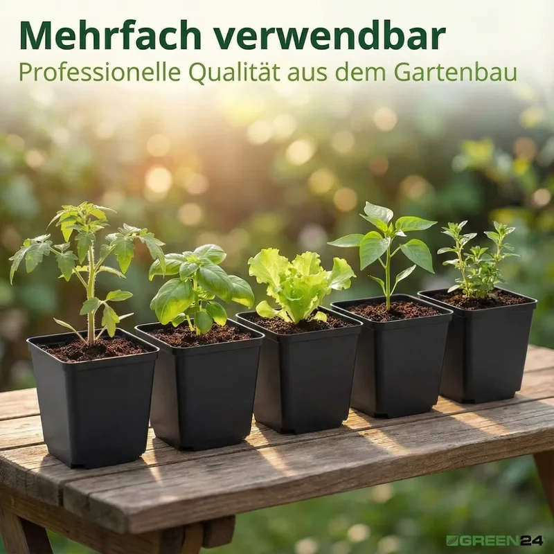 Vierkant-Anzuchttöpfe aus PP – 5 Größen, 6 Packungen