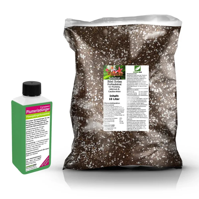Plumeria-Umtopfset · 5 oder 10 l Erde + 250 ml Dünger