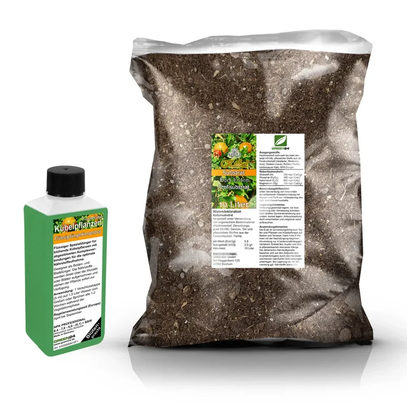 Kübelpflanzen-Umtopfset · 10 l Erde + 250 ml Dünger