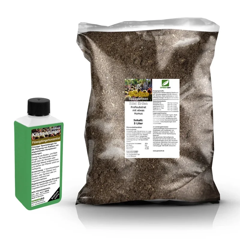 Kakteen-Umtopfset · 5 l Erde + 250 ml Dünger