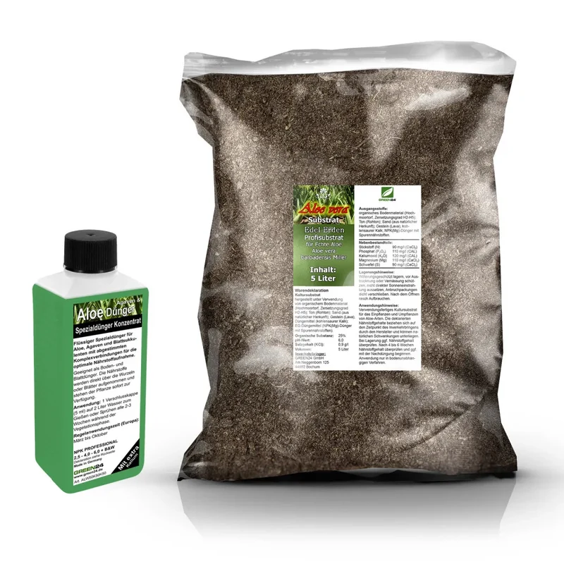 Aloe-Umtopfset · 5 l Erde + 250 ml Dünger