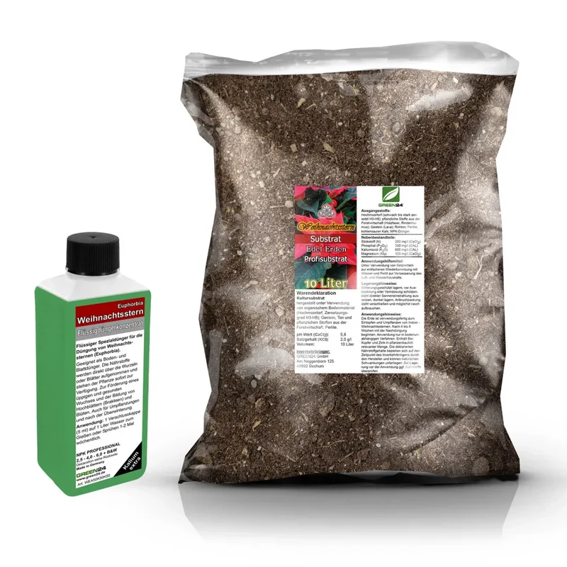 Weihnachtsstern-Umtopfset · 10 l Erde + 250 ml Dünger