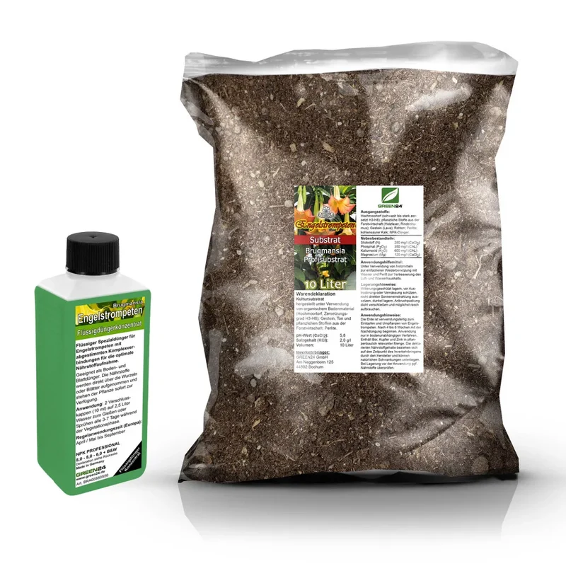Engelstrompeten-Umtopfset · 10 l Erde + 250 ml Dünger