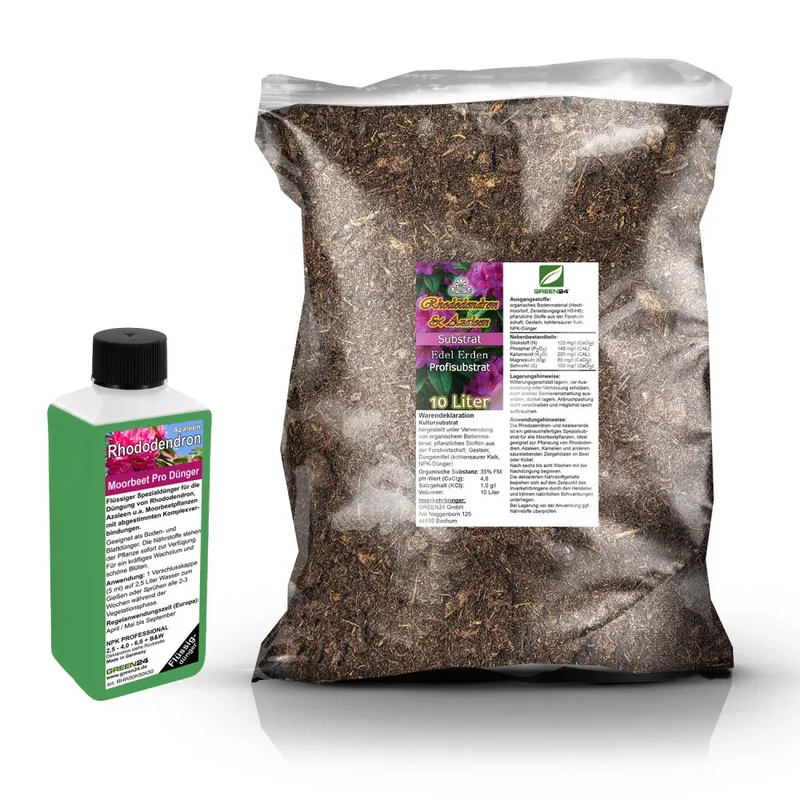 Rhododendron- & Azaleen-Umtopfset · 10 l Erde + 250 ml Dünger