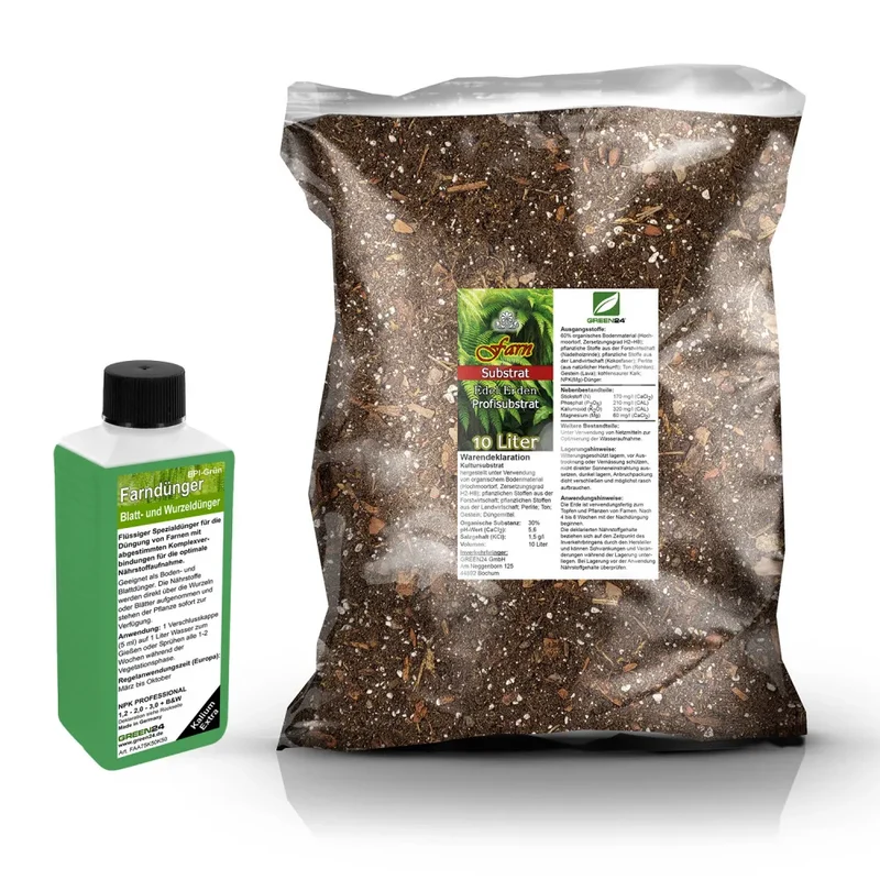 Farn-Umtopfset · 10 l Erde + 250 ml Dünger