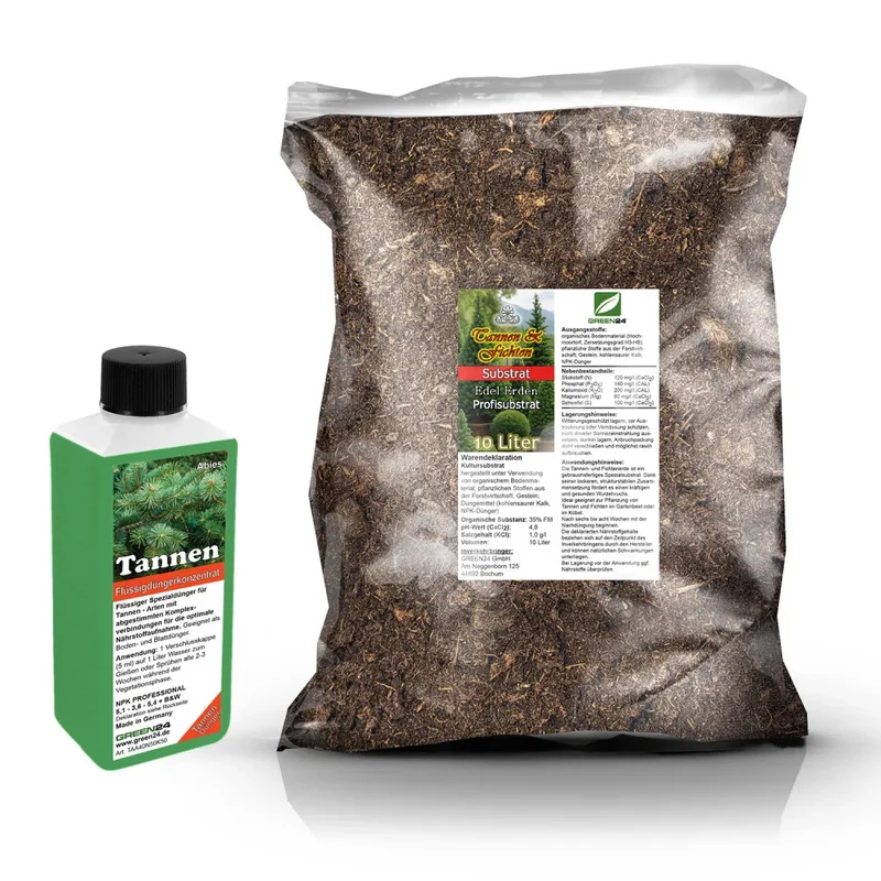 Tannen-Umtopfset · 10 l Erde + 250 ml Dünger