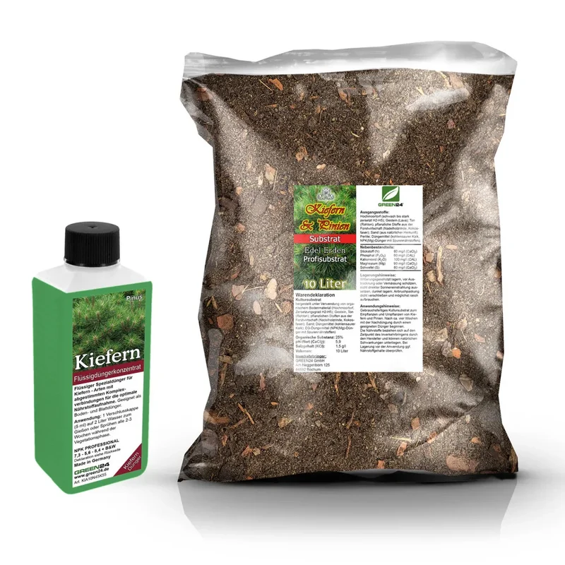 Kiefern-Umtopfset · 10 l Erde + 250 ml Dünger