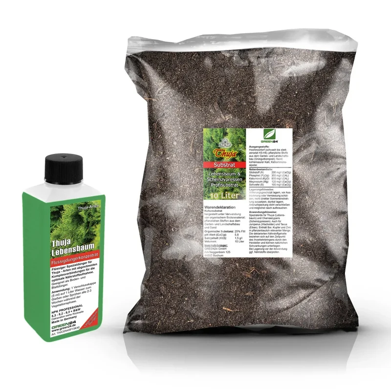 Thuja-Umtopfset · 10 l Erde + 250 ml Dünger