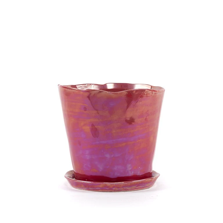 Des Pots | Blumentopf aus glasierten Keramik in Rot H 15.5 Ø 18 cm