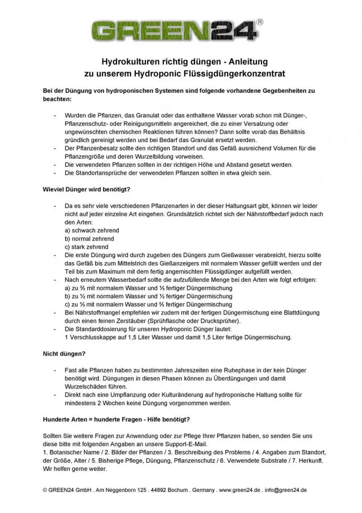 Hydrokultur-Dünger