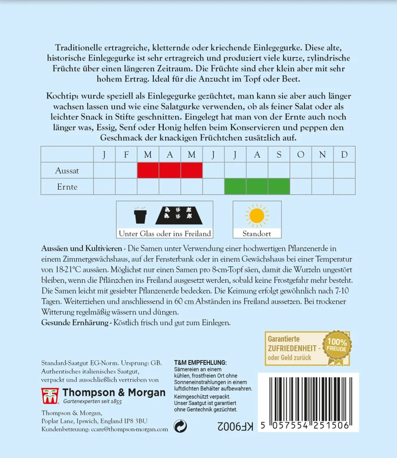 Thompson & Morgan | Gurken 'Cetriolino Vert Petit de Paris'