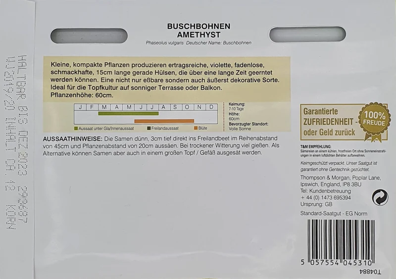 Thompson & Morgan | Buschbohnen Amethyst