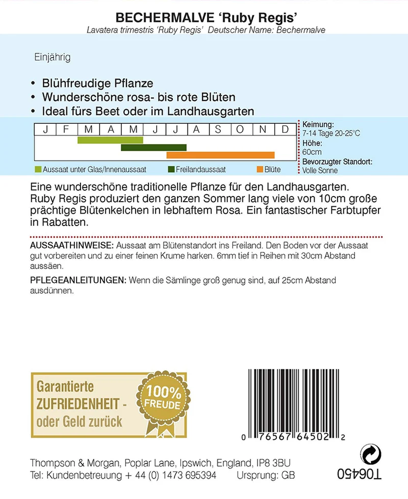 Thompson & Morgan | Bechermalve Ruby Regis