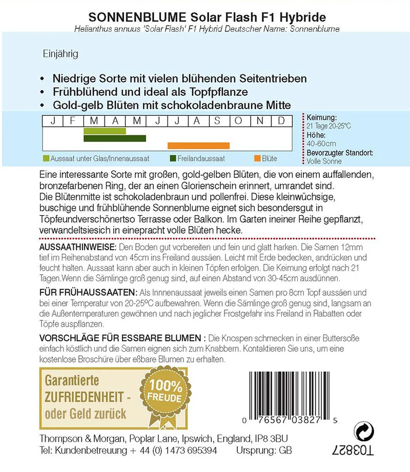 Thompson & Morgan | Sonnenblume Solar Flash F1 Hybride
