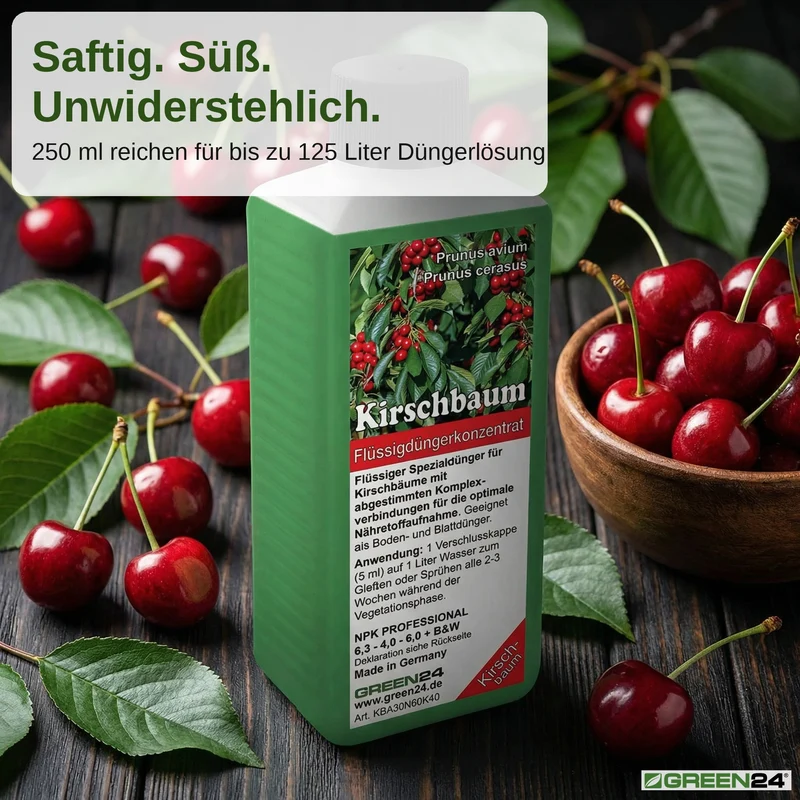 Kirschbaum-Dünger – Süß- und Sauerkirschen NPK Flüssigdünger Prunus avium und Prunus cerasus 250 ml