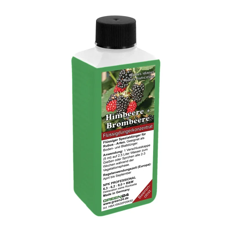 Himbeeren (Rubus idaeus) & Brombeeren (Rubus fruticosus) Dünger, PROFI LINIE – 250ml Spezial-Flüssigdünger für eine reiche Ernte