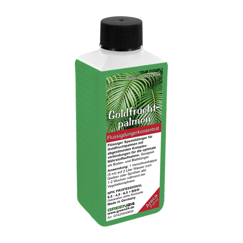 Goldfruchtpalme Dünger – HIGH-TECH NPK Flüssigdünger für Dypsis lutescens, Areca-Palme & Goldpalme – Perfekt für üppiges Wachstum & sattgrüne Wedel – Made in Germany